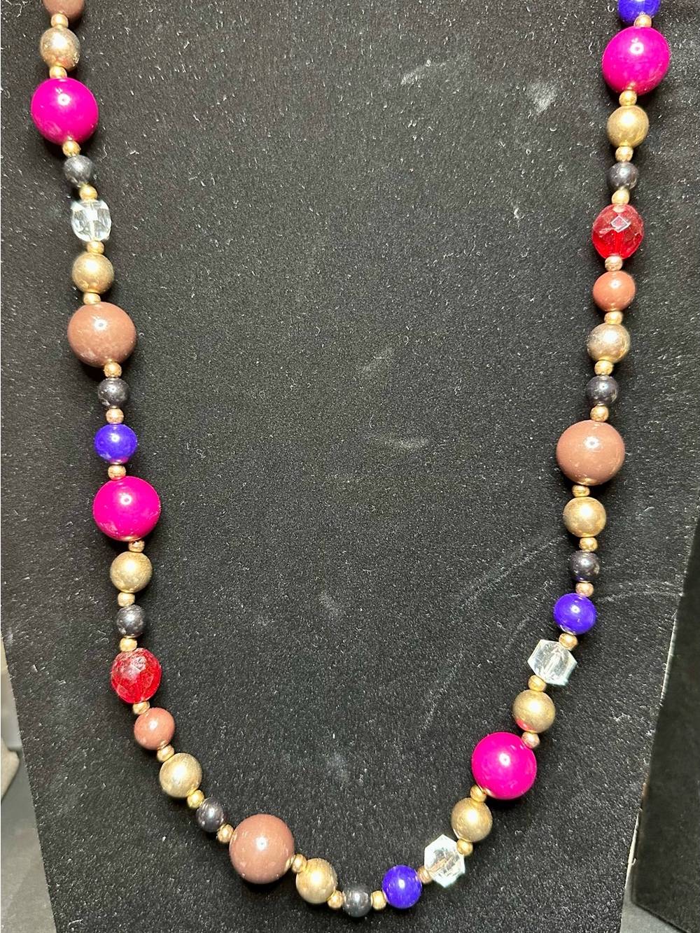 Multicolor Beaded Necklace in Pink, Purple and Brown